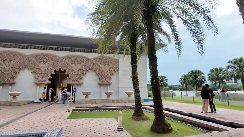 Courtyard and palms at the Moroccan Pavilion