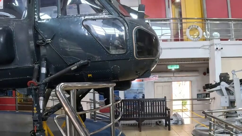 Navy helicopter on display inside the Royal Malaysian Navy Museum