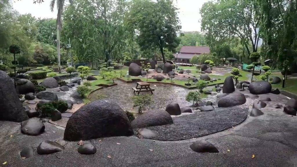 Rock garden and pond at the Japan Friendship Garden in Putrajaya
