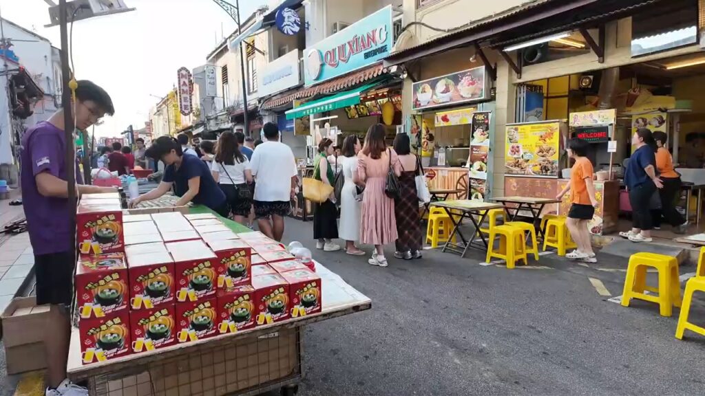 Crowds and food stalls at Jonker Street Night Market