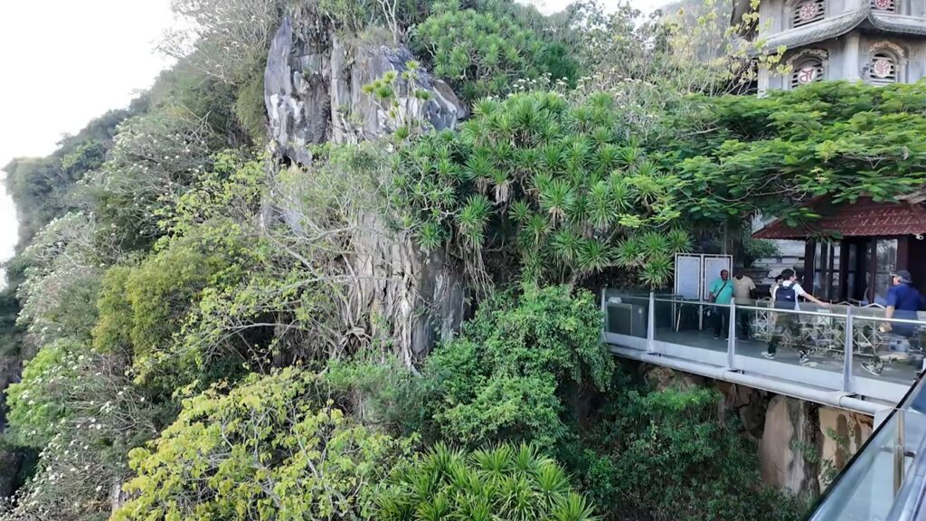 Walkway through the limestone cliffs of the Marble Mountains