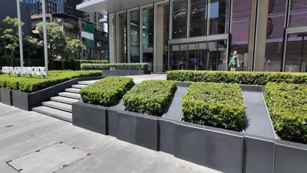 Landscaped entrance of a mall near BTS Phrom Phong