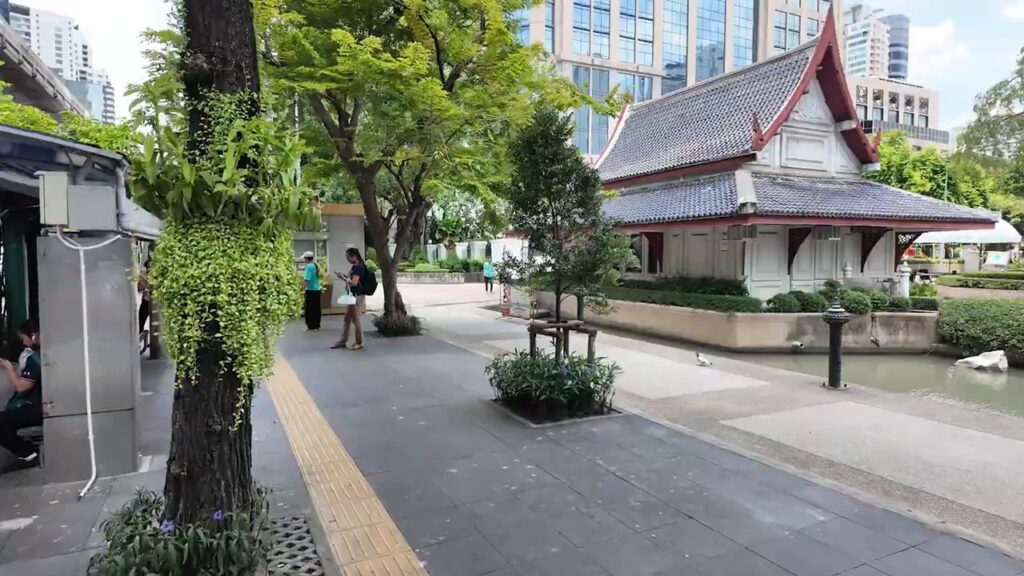 Traditional Thai pavilion on a Sukhumvit sidewalk