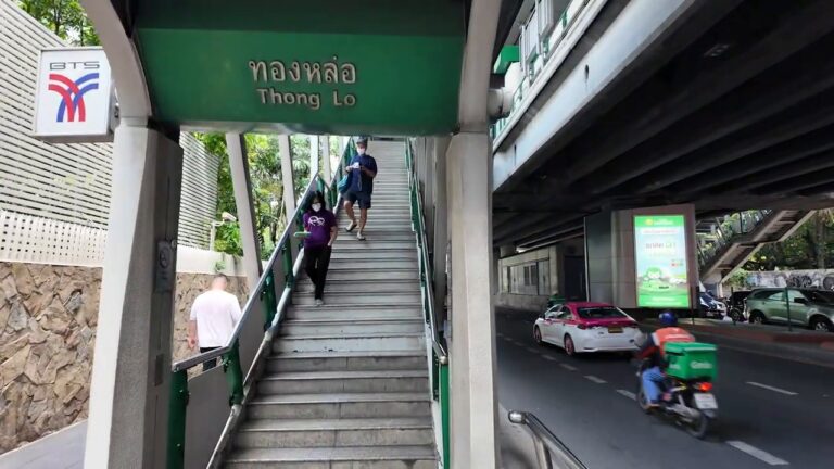 Stairs up to BTS Thong Lo station on Sukhumvit Road, Bangkok