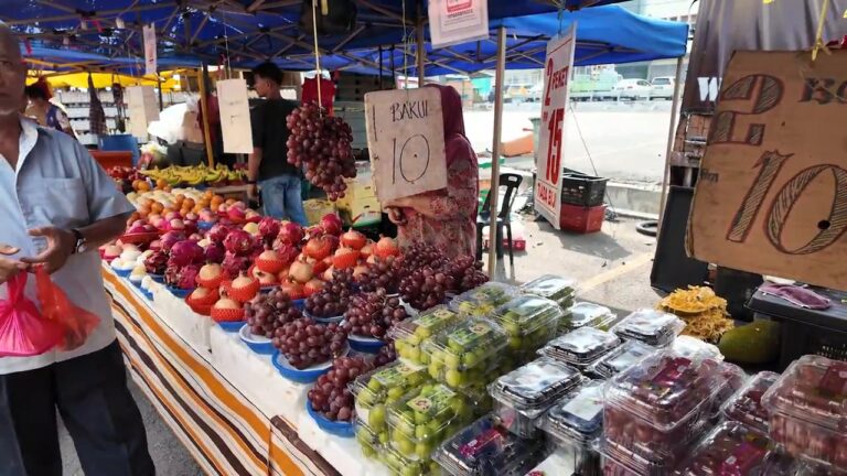 Fresh fruit stall at the Kepong pasar malam night market in Kuala Lumpur