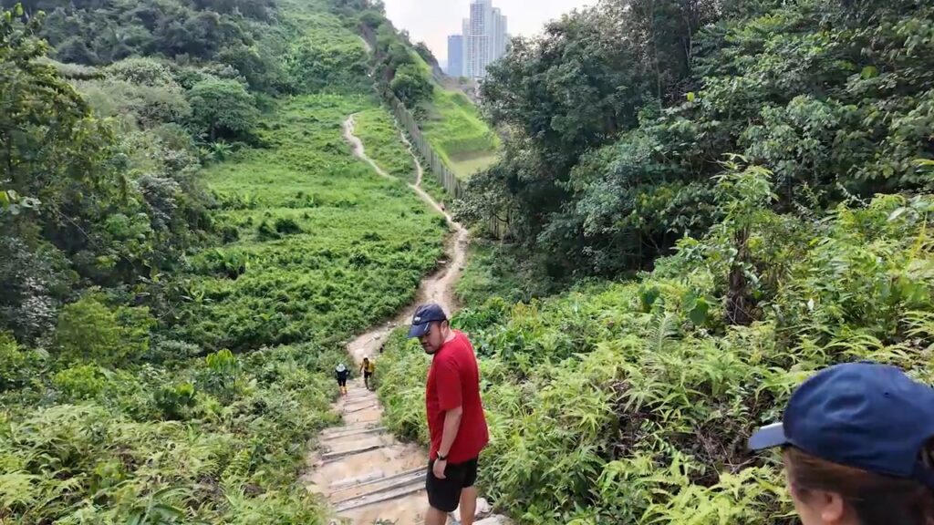 Steep eroded trail down Sri Bintang Hill