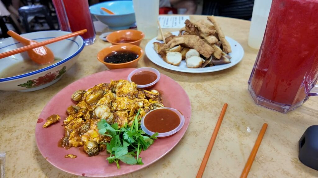 Oyster omelet at a Penang hawker centre