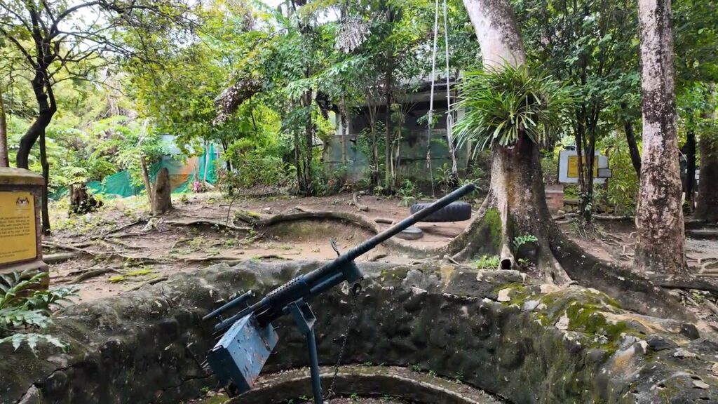 Anti-aircraft gun pit in the jungle at the Penang War Museum