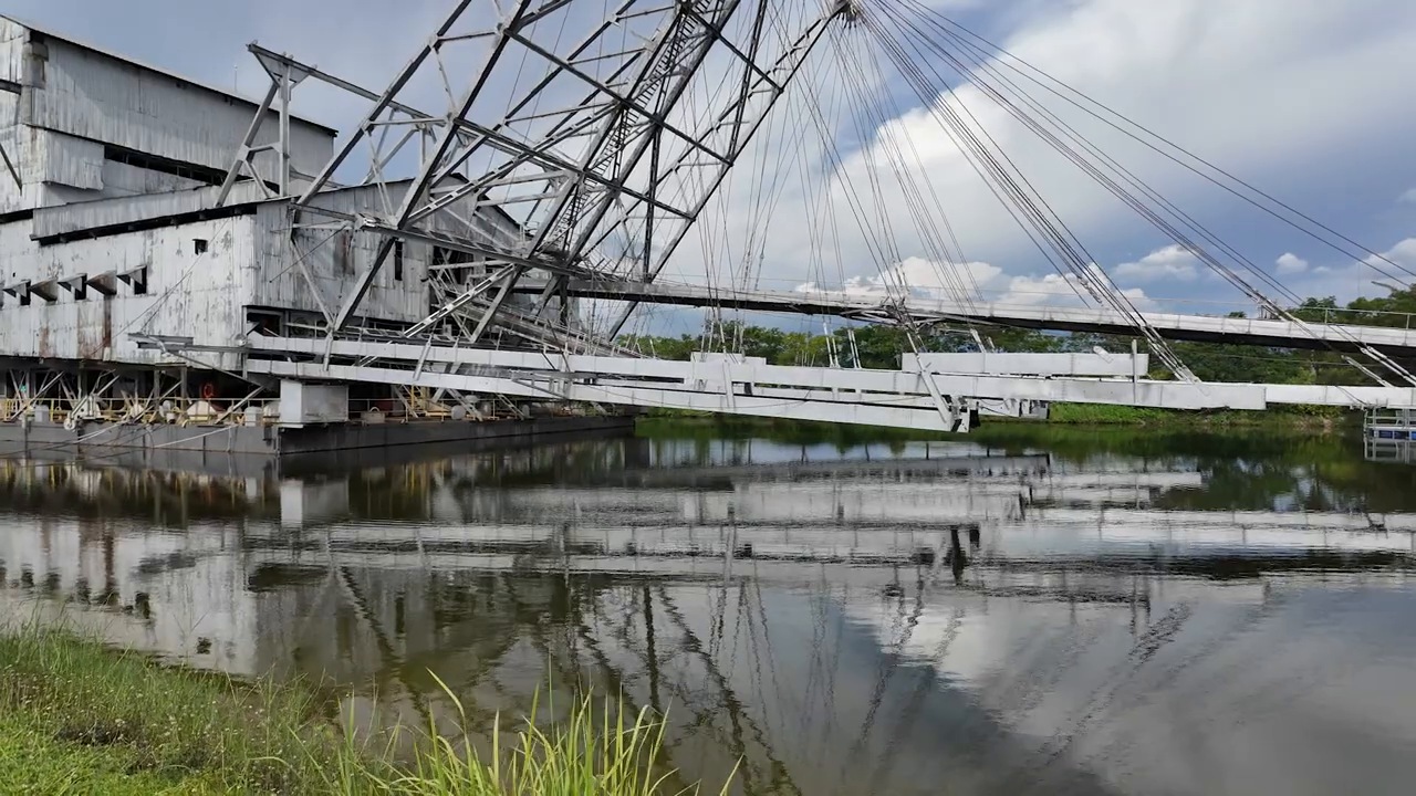 Tanjung Tualang Tin Dredge No. 5 floating on its pond near Ipoh