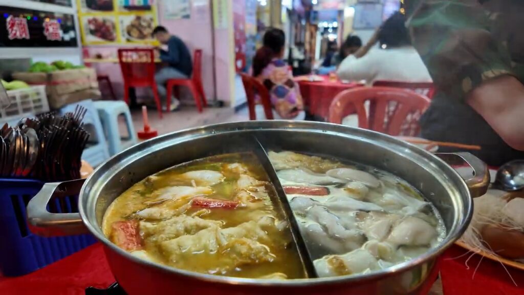 Steamboat hot pot with two broths at May Flower Restaurant