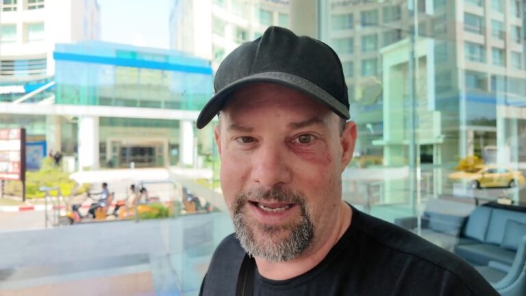 Bill outside Bangkok Hospital after his appointment