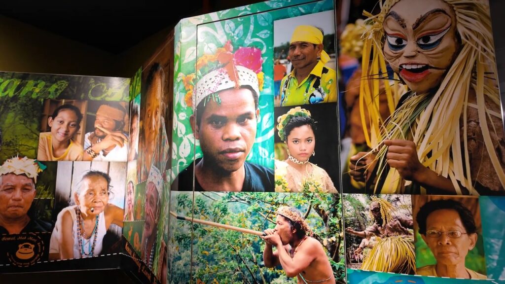 Photo portraits of Orang Asli people inside the museum